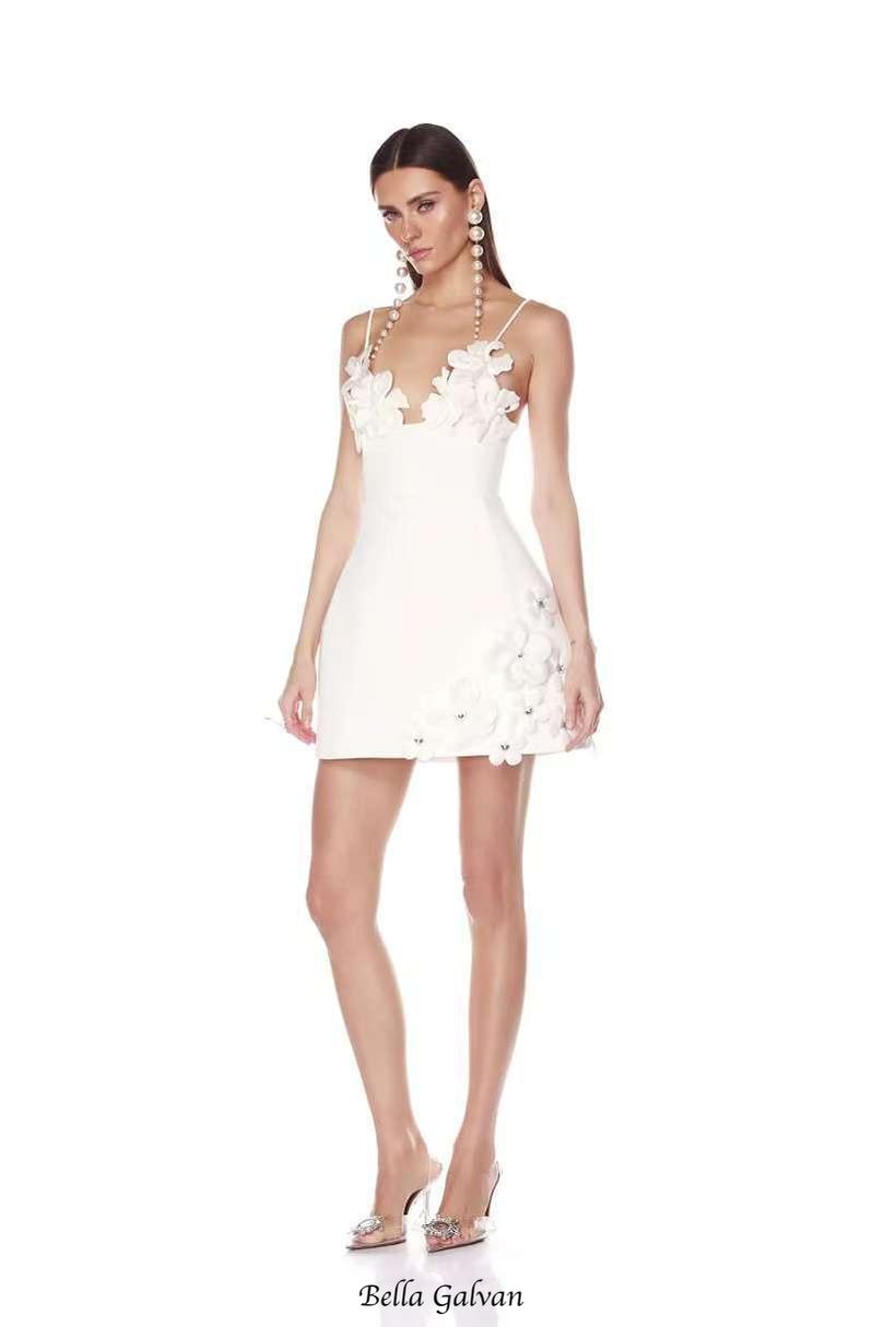 lyuba 3d flower embellished A-line mini dress - white