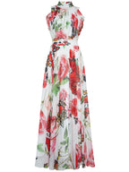 Floral Printed Sleeveless Flowing Large Swing Dress