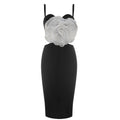 Jacey Mesh Flower Bandage Midi Dress