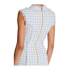 Flowering Girl Women Blue White Gingham Mini dress