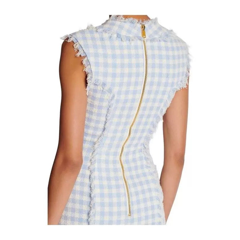 Flowering Girl Women Blue White Gingham Mini dress