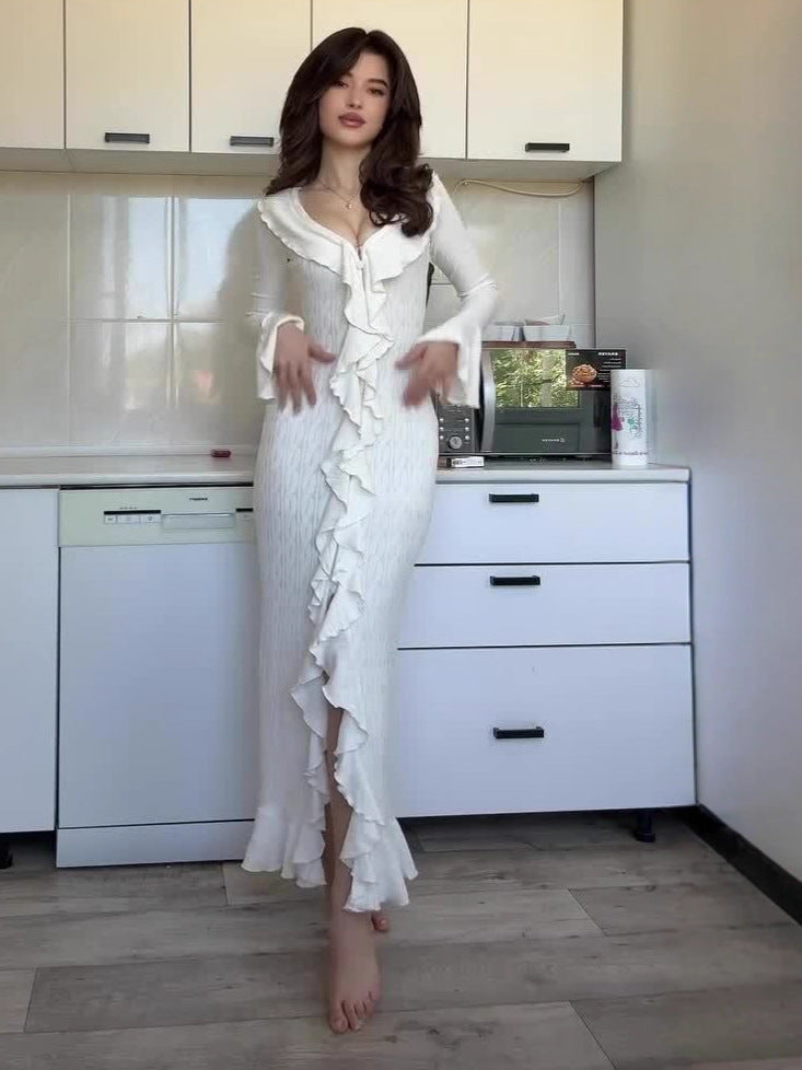 Flowering Girl Women queena white long-sleeved maxi dress