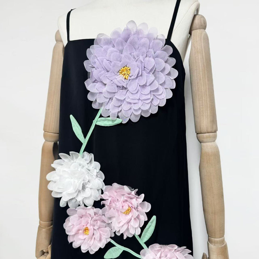 kristin Buttercup Embroidered Maxi Dress in Black