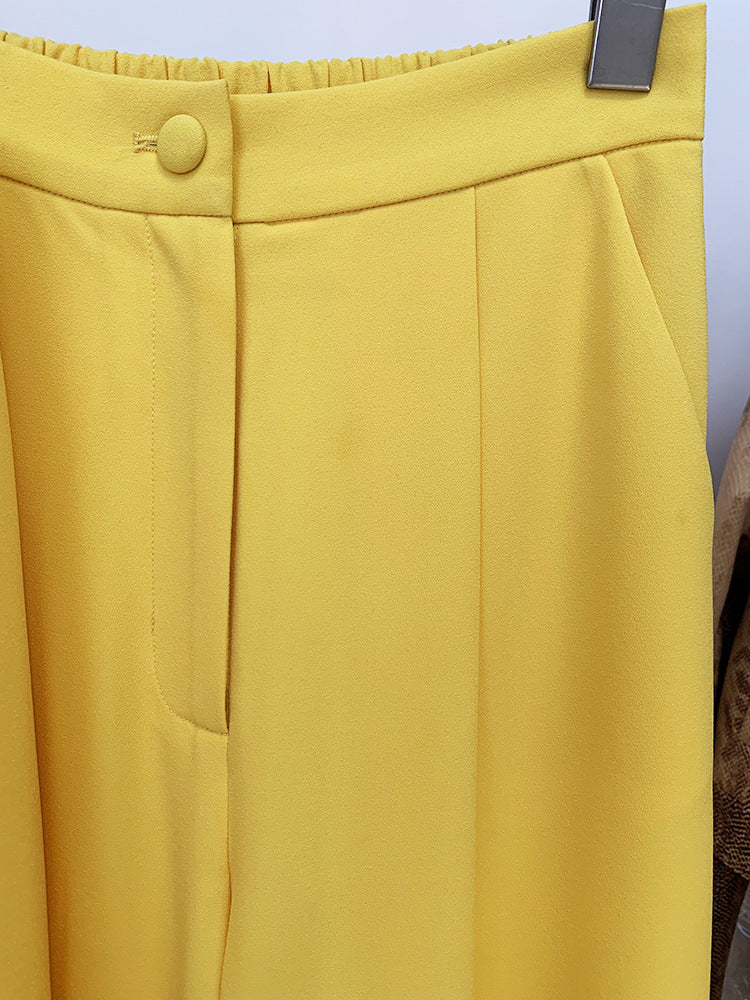 Flowering Girl Women Yellow Double Breasted Pantsuit