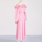 Flowering Girl Women ascella flower shoulder maxi dress in pink
