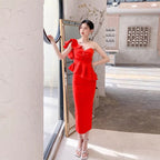 Dolores Strapless Backless Ruffle Maxi Dress Set