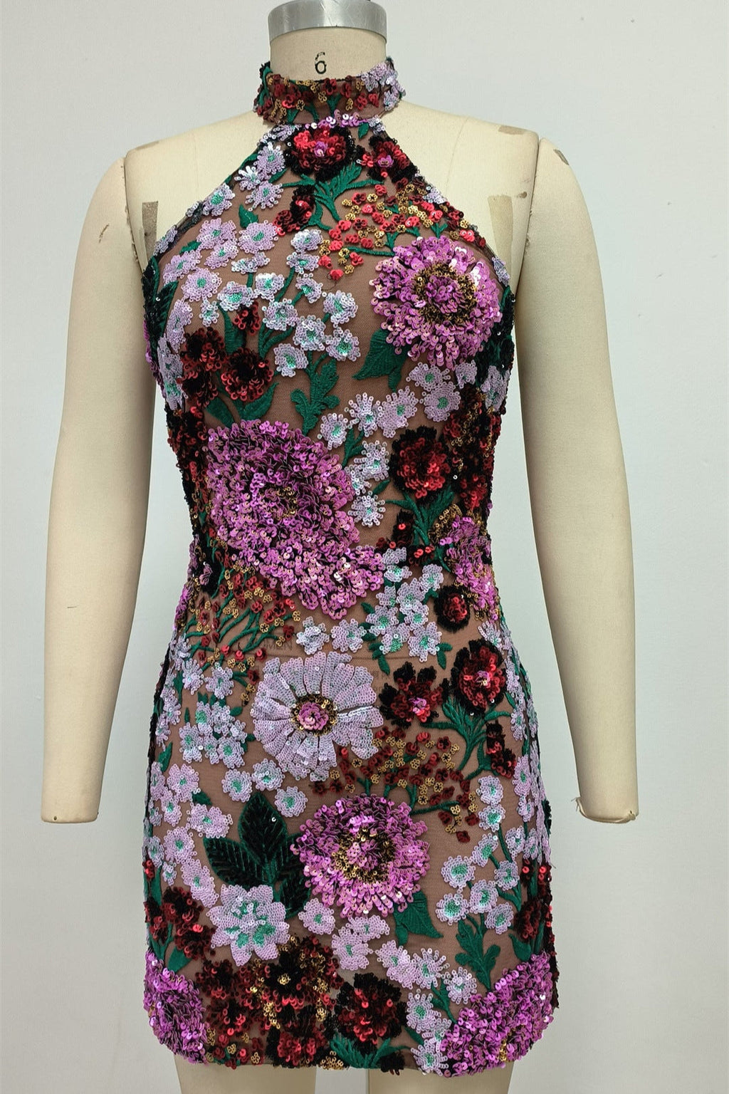 Flowering Girl Women Violet Open-Back Embroidered Mini Dress