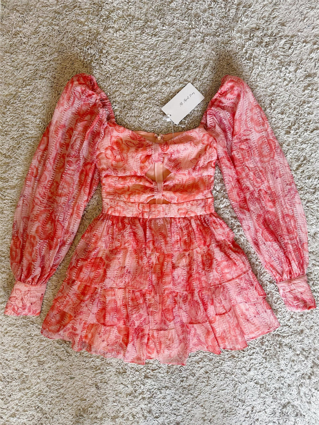 cutout-out waist-cinching layered dress