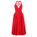 Flowering Girl Women Halter Deep V Flared Maxi Dress