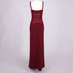 Flowering Girl Women sheer knit curve maxi dress in merlot