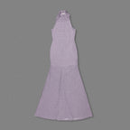 Flowering Girl Women Delia Sleeveless Back Flower Embellished Halter Maxi Dress In Pale Purple