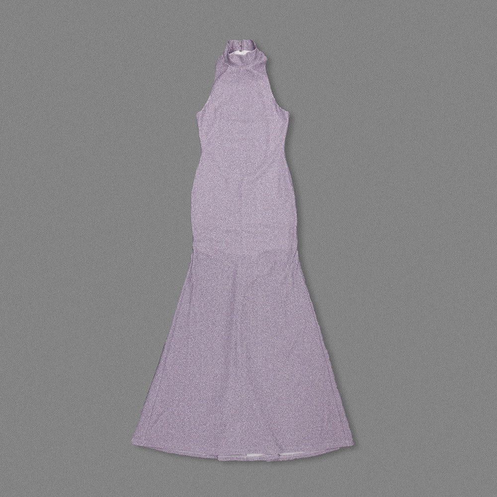 Flowering Girl Women Delia Sleeveless Back Flower Embellished Halter Maxi Dress In Pale Purple