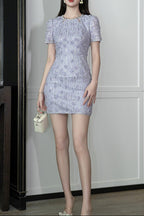 jacqueline rhinestone flower embroidery bodycon mini dress in purple