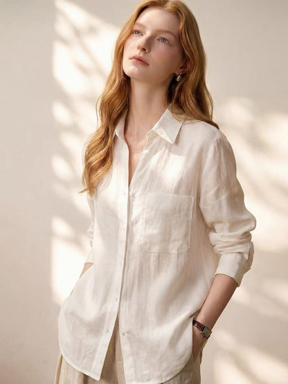 Lazy Style White Linen Shirt