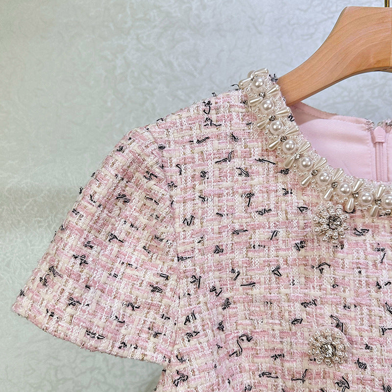 Flowering Girl Women Embellished Bouclé Mini Dress In Pink