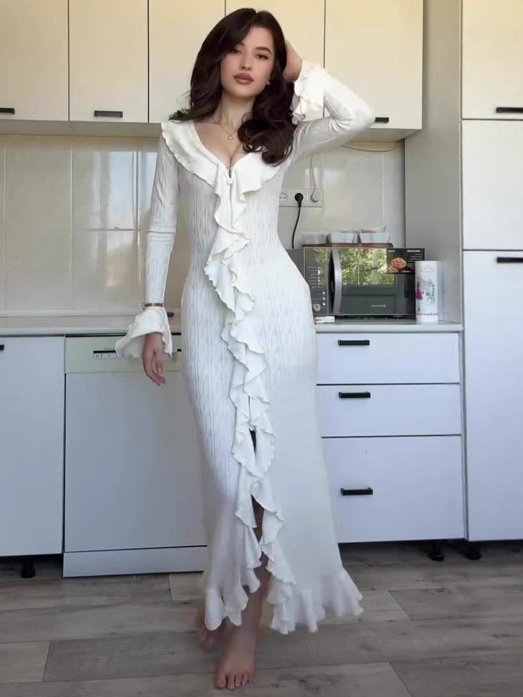 Flowering Girl Women queena white long-sleeved maxi dress