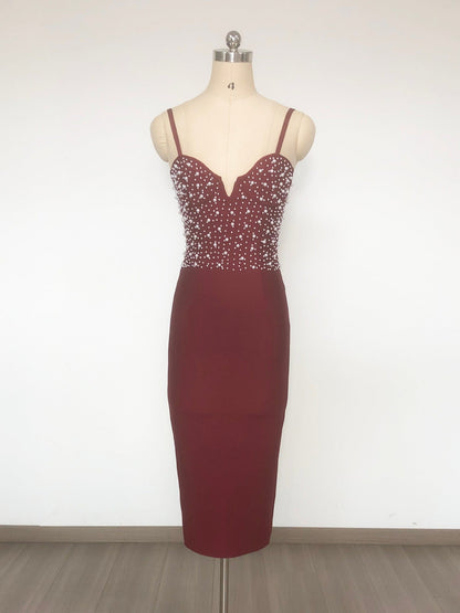 gustave Beaded bandage midi dress in wine