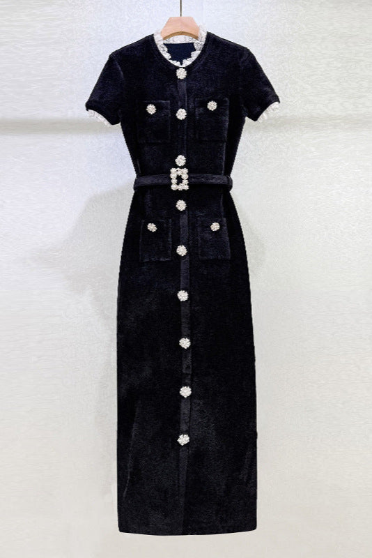 Flowering Girl Women Kama Black Chenille Knit Midi Dress
