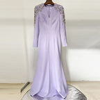 Flowering Girl Women nail bead set diamond front slit small trailing long dress