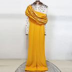 Flowering Girl Women Mesh-paneled beaded rhinestone-embellished maxi dress - yellow