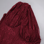 Wendy One-Shoulder Lace Maxi Dress In Burgundy