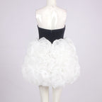 Flowering Girl Women tina white 3d flowers strapless black mini dress