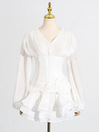 Flowering Girl Women wallis 3d flower ruffle trim mini dress in white