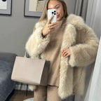 Flowering Girl Women imitation fox fur coat in winter