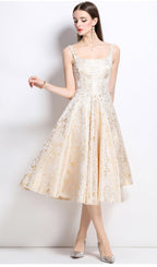 Flowering Girl Women vanessa A-line Jacquard midi dress - apricot