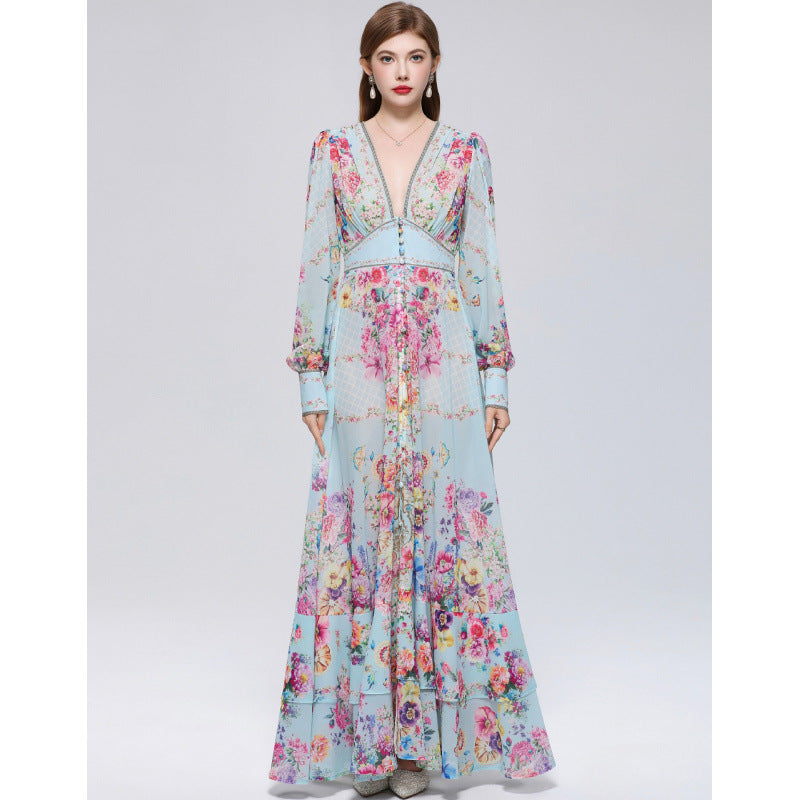 Flowering Girl Women xaviera Chiffon mesh A-line printed maxi dress