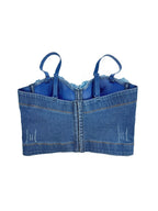 Flowering Girl Women Denim Top With Roses