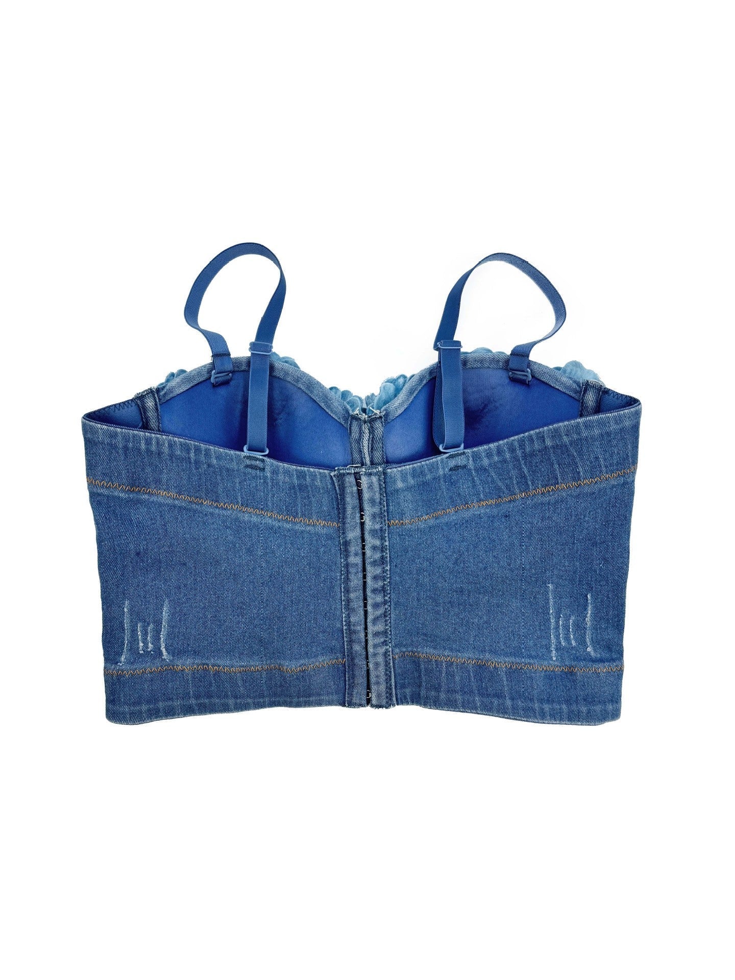 Flowering Girl Women Denim Top With Roses