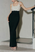 Flowering Girl Women Roberta Pearl Flower Rhinestone Maxi Dress In Black
