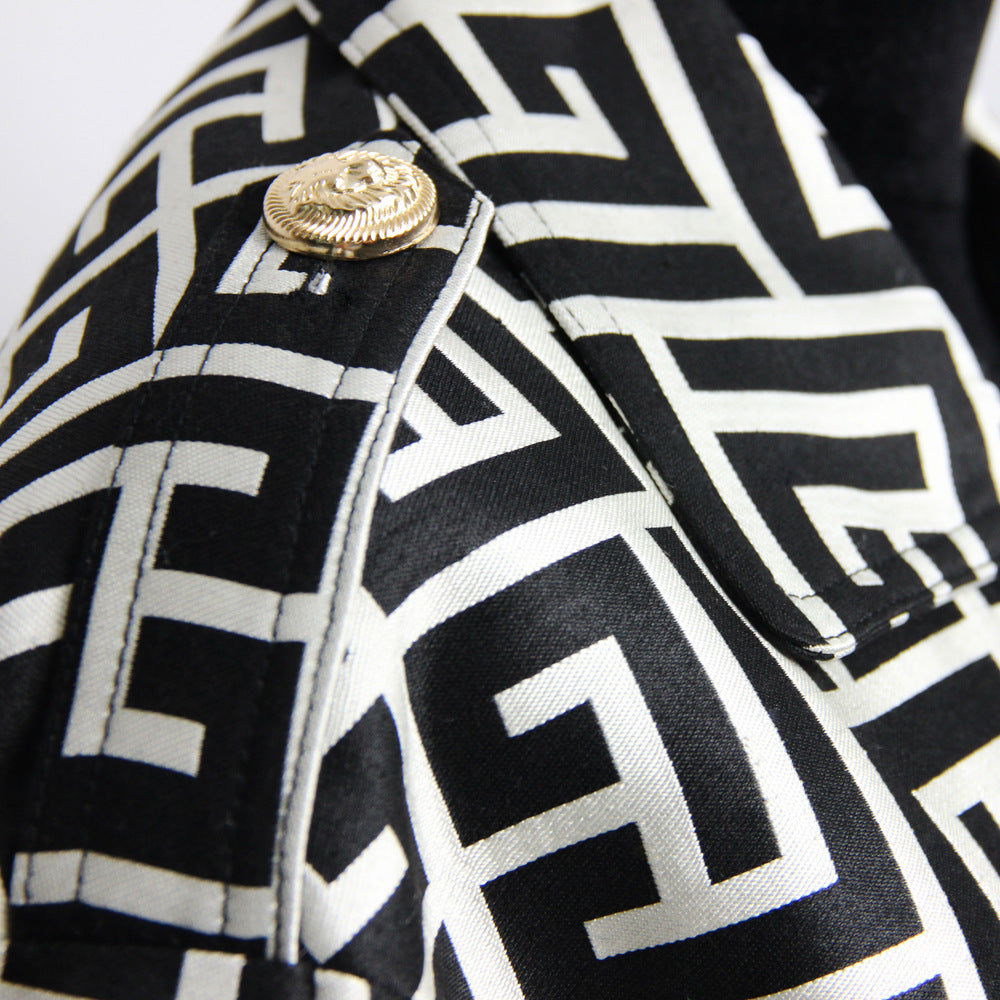 Flowering Girl Women black monogrammed trench coat
