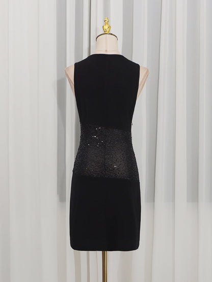 shirley Sleeveless sequin twist bodycon mini dress in black