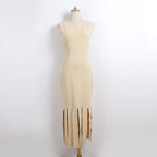 Marjorie Fringed Knit Maxi Dress In Ecru