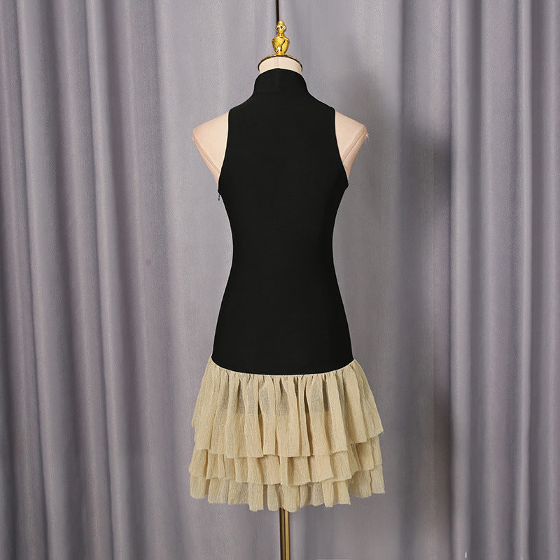Flowering Girl Women Cynthia Black Ruched Trim Sleeveless Puffy Mini Dress