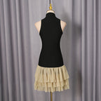Flowering Girl Women Cynthia Black Ruched Trim Sleeveless Puffy Mini Dress