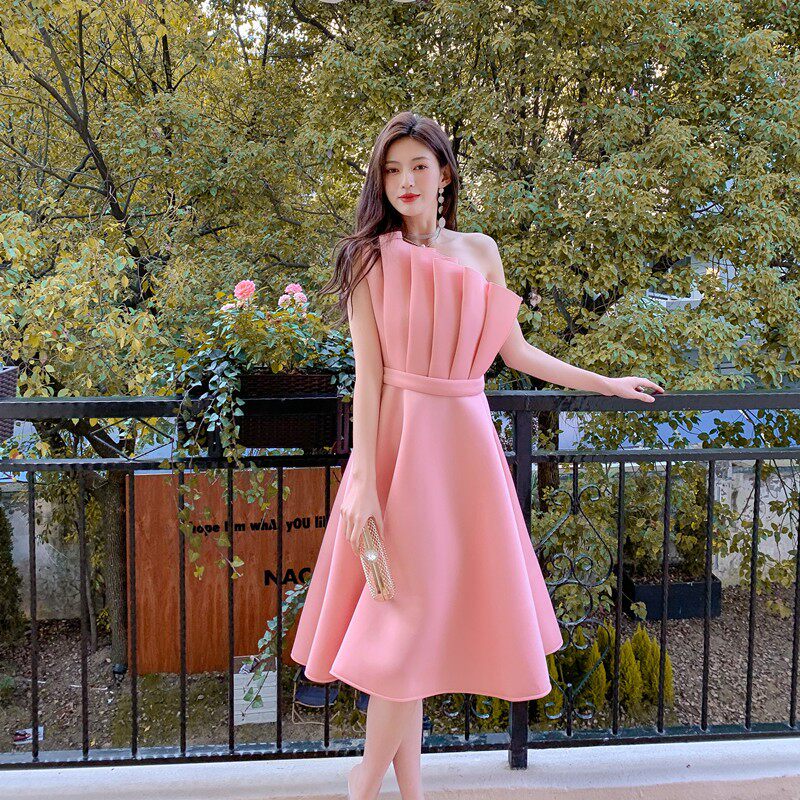 Flowering Girl Women Dolores Ruffled Hem Strapless One-Shoulder Full Midi Dress