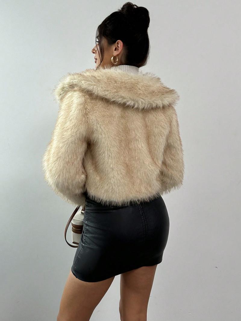 Flowering Girl Women imitation fox fur long sleeve short jackets