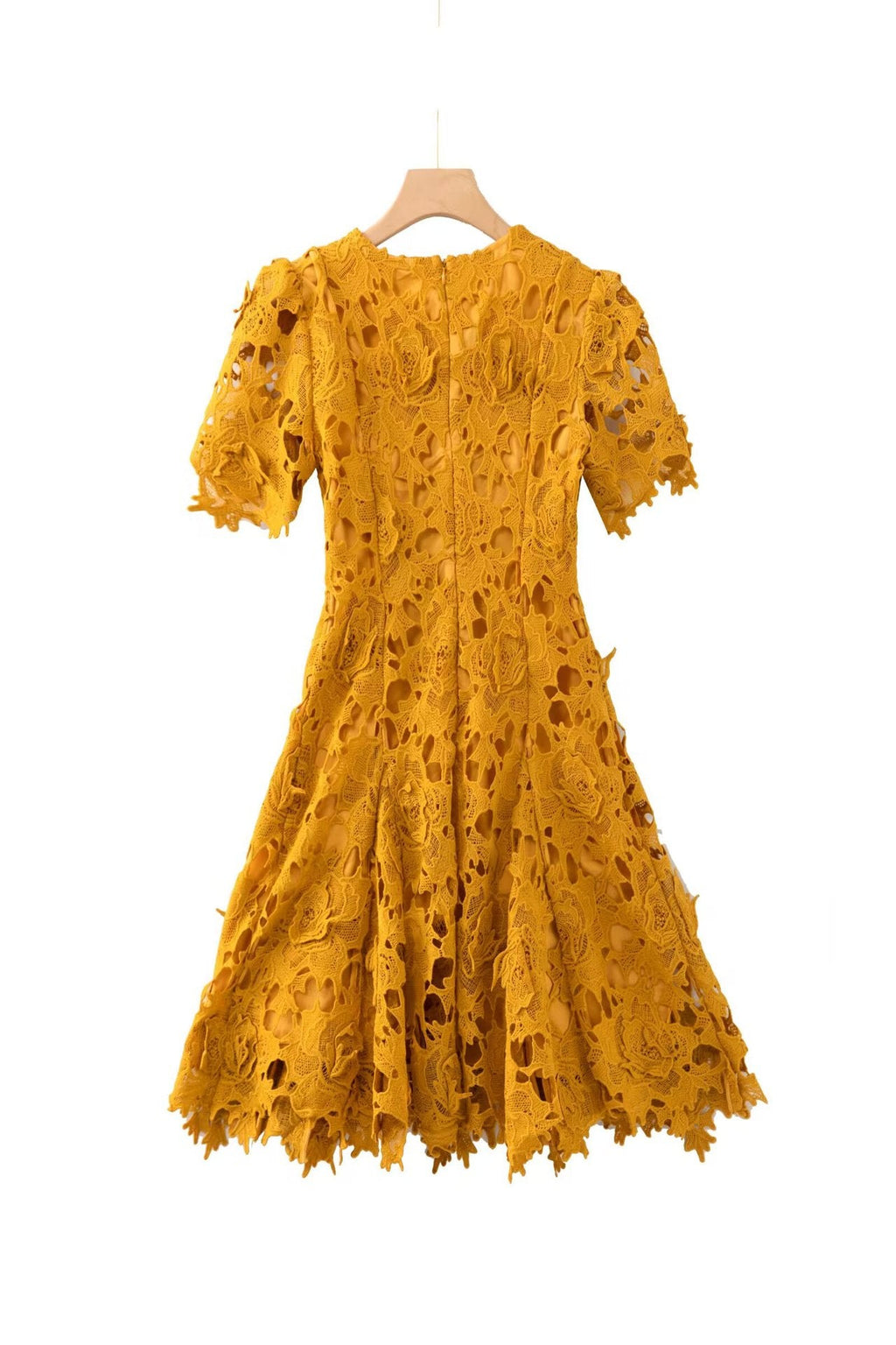 Flowering Girl Women sylvia orange Beaded hollow crochet mini dress
