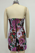 Flowering Girl Women Violet Open-Back Embroidered Mini Dress