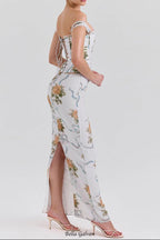 phoenix white Floral Print Fitted Corset Maxi Dress