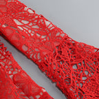 Flowering Girl Women lace-embellished trumpet sleeve jumpsuits in red