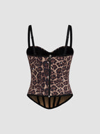 Calista Brown European And American Style Leopard Print Velvet Strapless Camisole