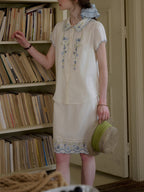 Cotton Doll Collar Cut Embroidery Set Skirt