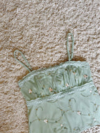 Floral Embroidery Lace Trim Mesh Cami Top