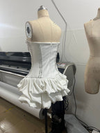 Regina Strapless Puffy Mini Dress In Off-White