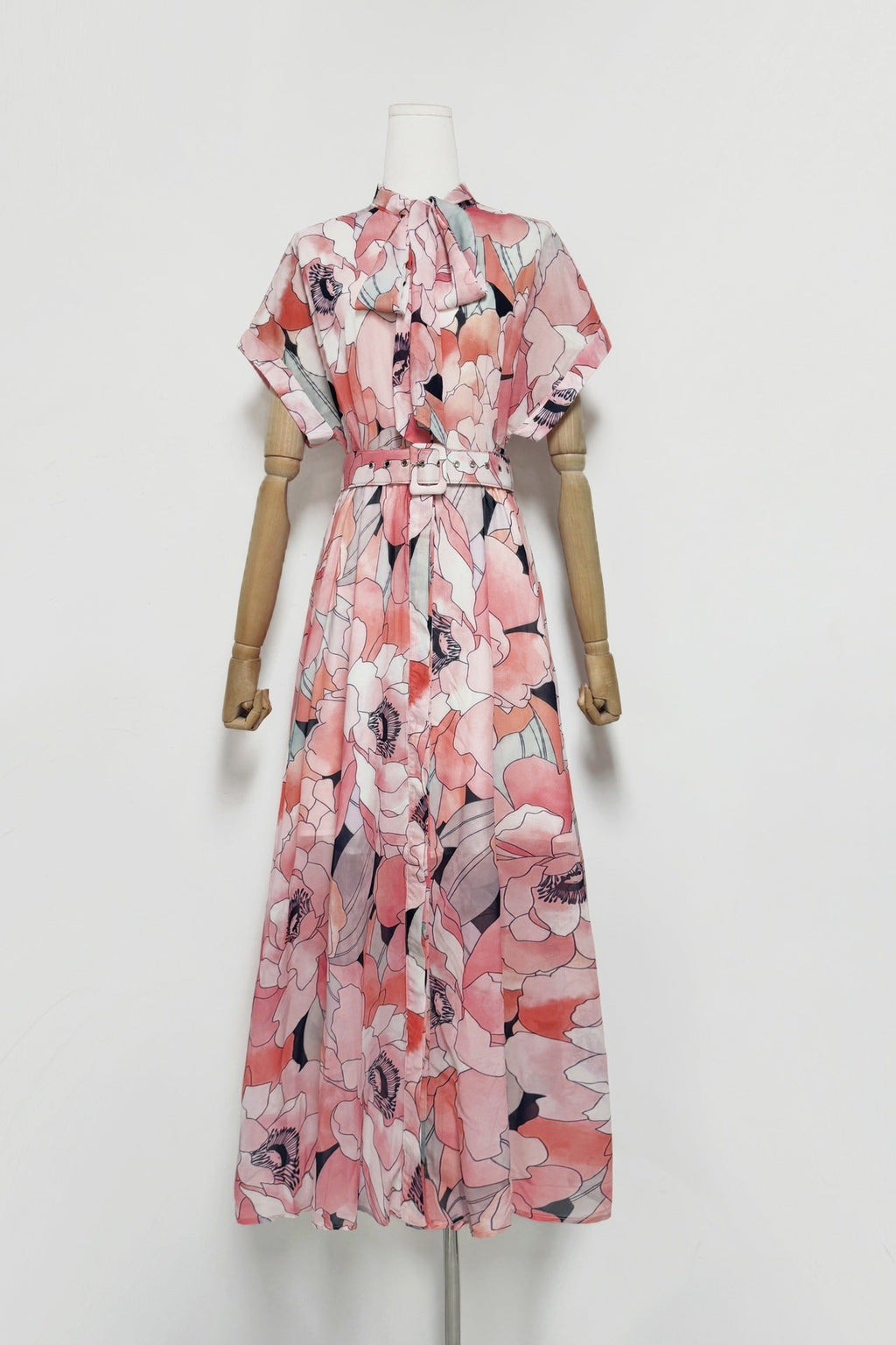 Flowering Girl Women Floral Print Silk Organza Maxi Dress In Pink-Multi