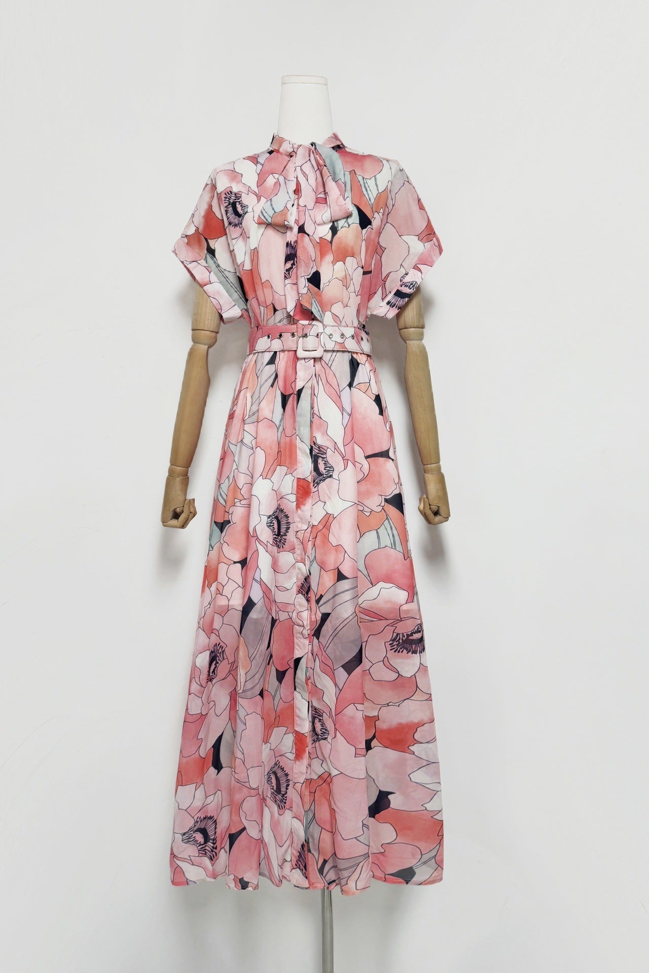 Flowering Girl Women Floral Print Silk Organza Maxi Dress In Pink-Multi